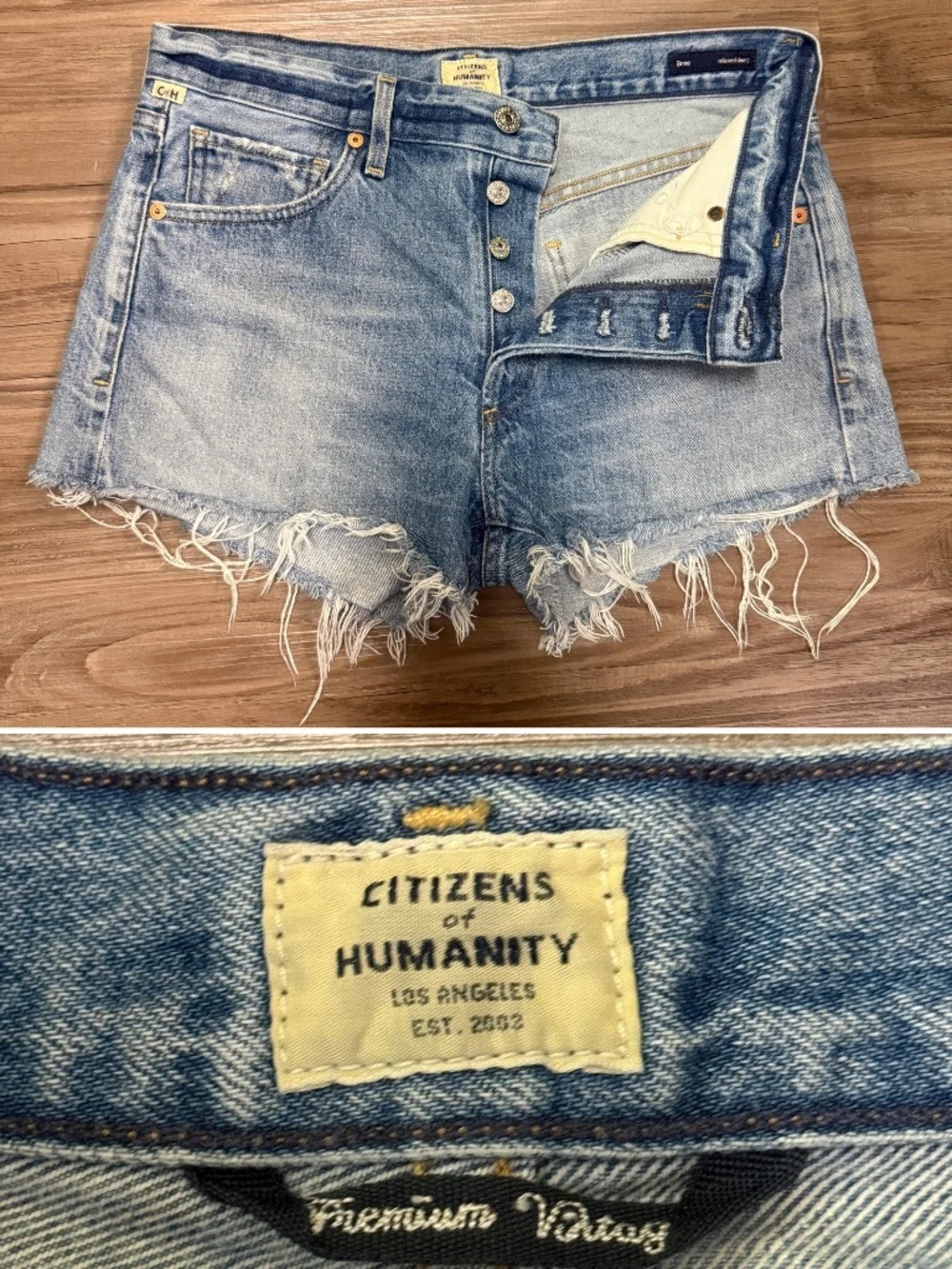 Citizens of Humanity Bree Relaxed Shorts Daze Raw Hem W26 $148